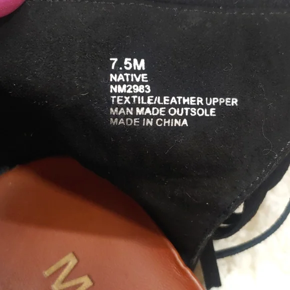 MIA Native Black Fringe Beaded Suede Leather Sandals - Picture 7 of 9